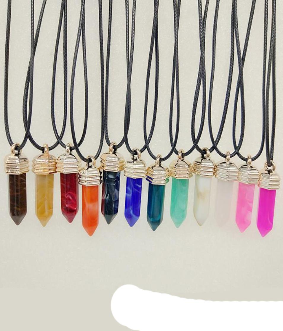 Hexagonal Chakra Stone Necklace Crystal Bullet Shape Gemstone Resin Pendant Necklaces Quartz PU Leather Chain Necklace Statement J9075903
Hexagonal Chakra Stone Necklace Crystal Bullet Shape Gemstone Resin Pendant Necklaces Quartz PU Leather Chain Necklace Statement J9075903