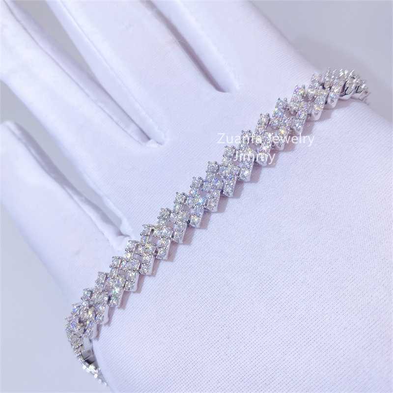bracelet necklace mossanite Buss Down Stylish 10mm Hiphop Sterg Sier Hand Prong Setting Iced Out d Moissanite Dia Cuban k Chain Bracelet