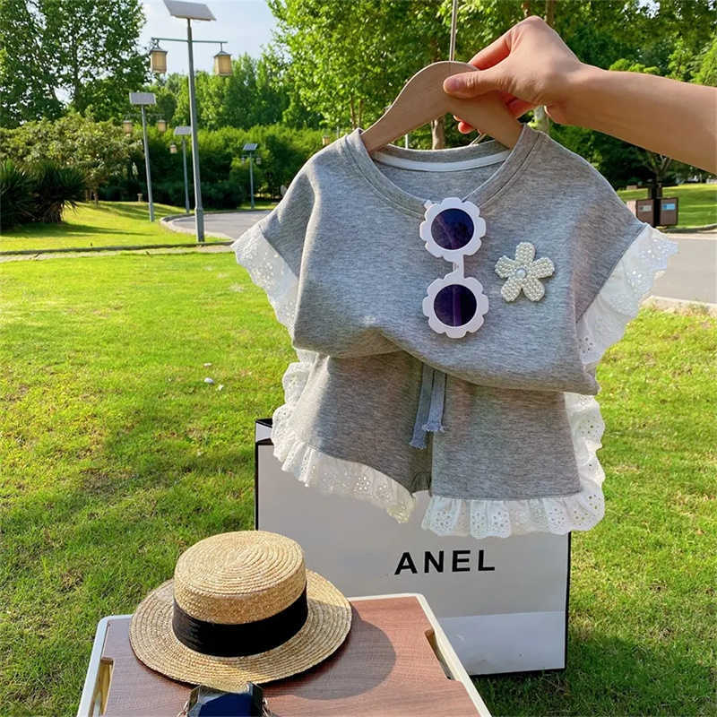 Clothing Sets Girls Summer T-shirt and Shorts New Short Sleeve Children Casual Clothes Suits Toddler Girl Kids Sportswear 2Pcs 2-7Y