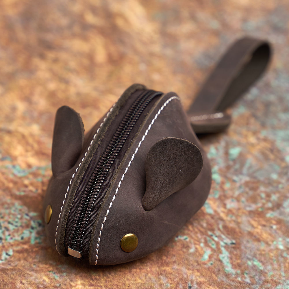 Evening Bags NASVA Genuine Leather Big Coin Purse Creative Lovely Rat Zipper Key Case Men Women Portable Wallets Children's 230509