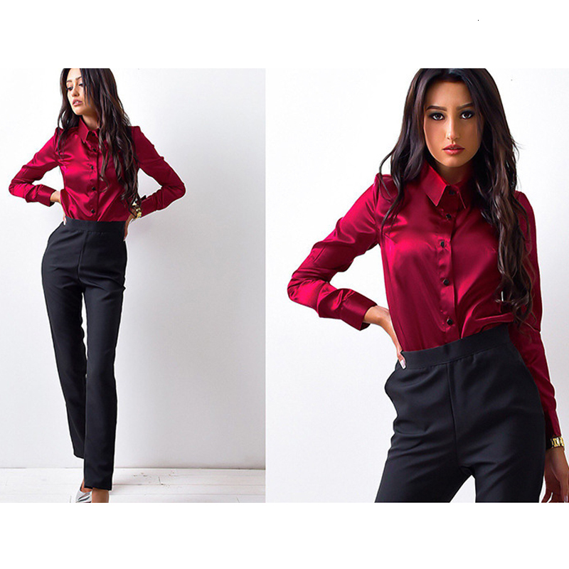 Women's Blouses Shirts Spring and Autumn blouses Button Up Satin Silk Shirt Vintage Blouse Women Lady Long Sleeves Female Loose Street 230510