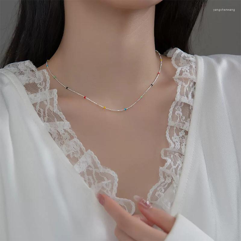 Chains 925 Sterling Silver Rainbow Ball Necklace For Women's Fashion Stacked Korea Simple Collar Chain Exquisite Jewelry
Chains 925 Sterling Silver Rainbow Ball Necklace For Women's Fashion Stacked Korea Simple Collar Chain Exquisite Jewelry