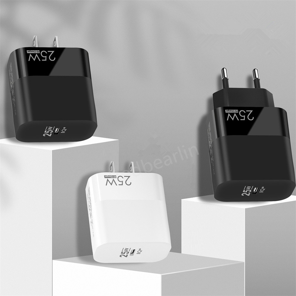 Fast Quick Phone Chargers 25W PD Type c Eu US AC Home Travel USB C Wall Charger Power Adapters For IPhone 12 13 14 15 Pro Max Samsung Htc Android phon