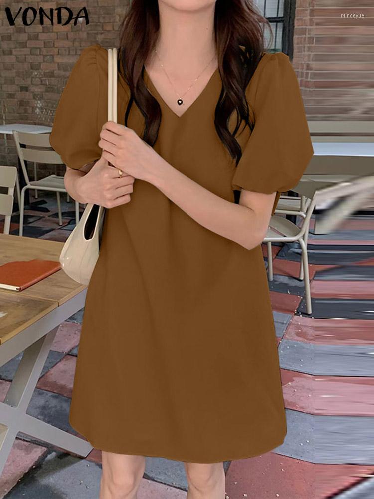 Party Dresses Elegant Sundress VONDA 2023 Summer Sexy Women V-neck Short Puff Sleeve Mini Dress Casual Solid Color Oversized Robe Femme, Brown
Party Dresses Elegant Sundress VONDA 2023 Summer Sexy Women V-neck Short Puff Sleeve Mini Dress Casual Solid Color Oversized Robe Femme, Brown