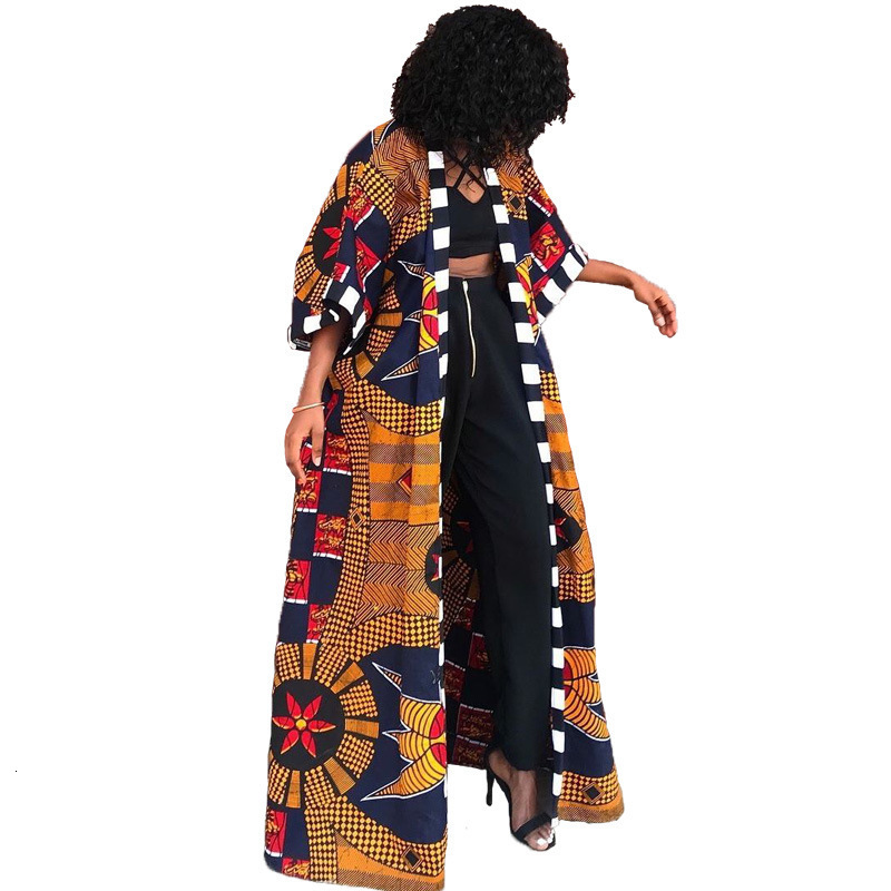 Ethnic Clothing Africa Clothes for Women Dashiki Autumn Winter African Printing Long Shirt Cardigan Coat Dress Dresses 230510