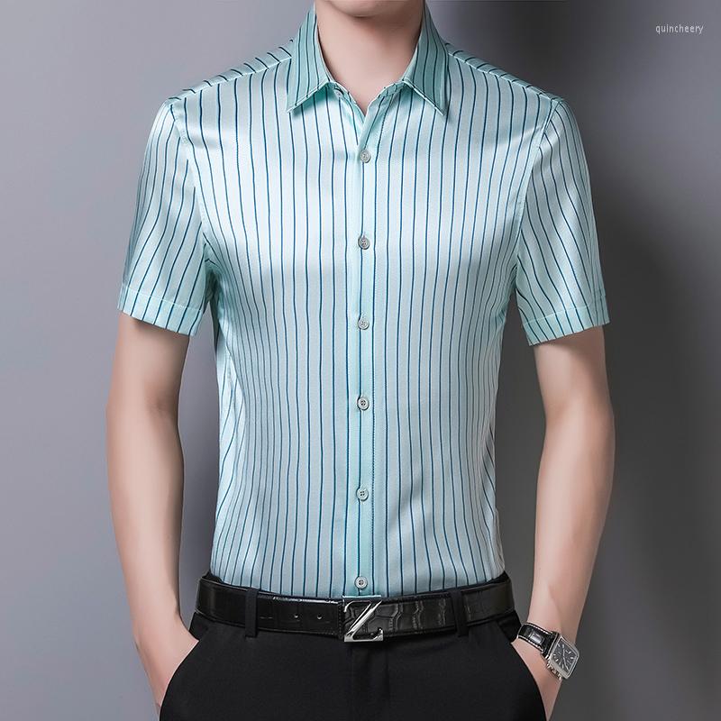 Men's Casual Shirts Light Green Stripe Real Silk Men Shirt Short Sleeve Fashion Slim Summer Quality Silky Cool Soft Comfortable Chemise, Picture shown
Men's Casual Shirts Light Green Stripe Real Silk Men Shirt Short Sleeve Fashion Slim Summer Quality Silky Cool Soft Comfortable Chemise, Picture shown