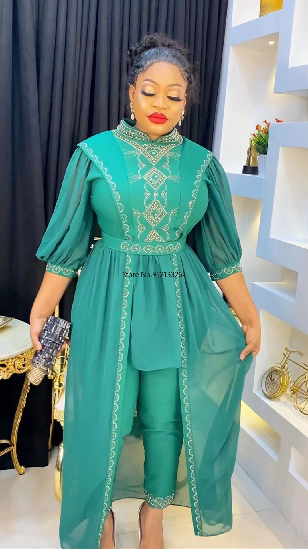 Ethnic Clothing African womens clothing autumn winter Muslim 2piece set high quality fashionable suit 230510