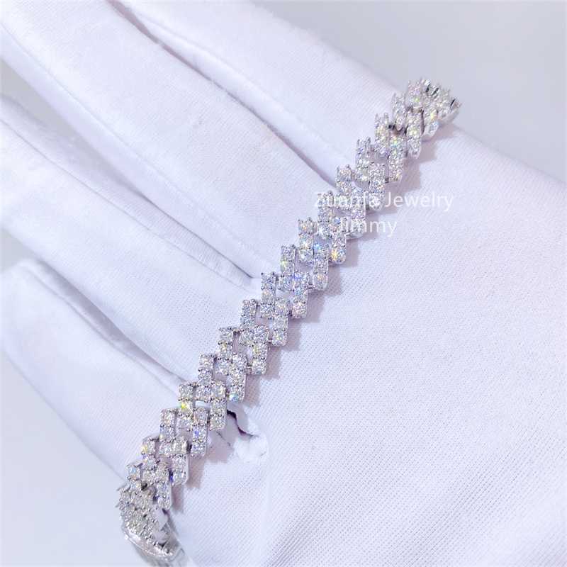 bracelet necklace mossanite Buss Down Stylish 10mm Hiphop Sterg Sier Hand Prong Setting Iced Out d Moissanite Dia Cuban k Chain Bracelet