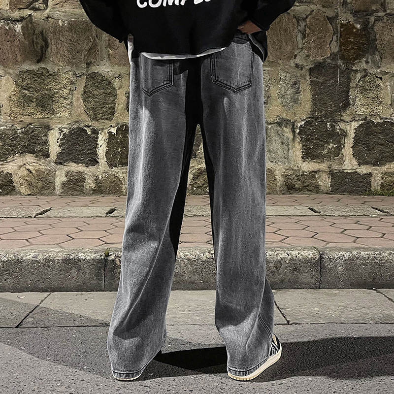 Men's Jeans Korean Fashion Loose Jeans Classic Straight Baggy Wide Leg Trousers Street Hip Hop Pants 3XL Black Grey Blue 230509