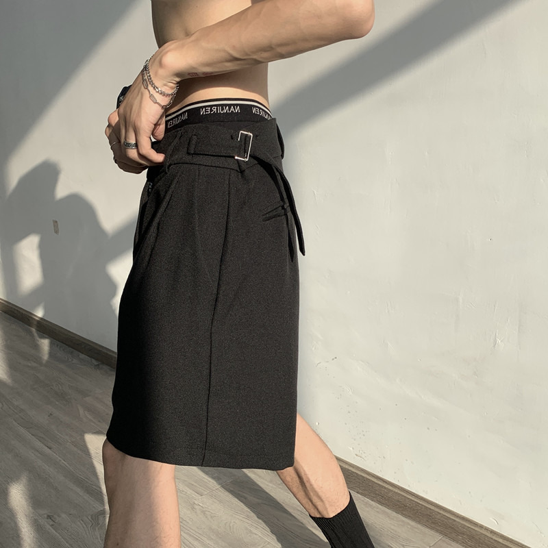 Men's Shorts Fashion Casual Men Summer Korean Chic Wide Leg Trousers Male Knee-Length Sashes Draped Loose Retro High Street 2300