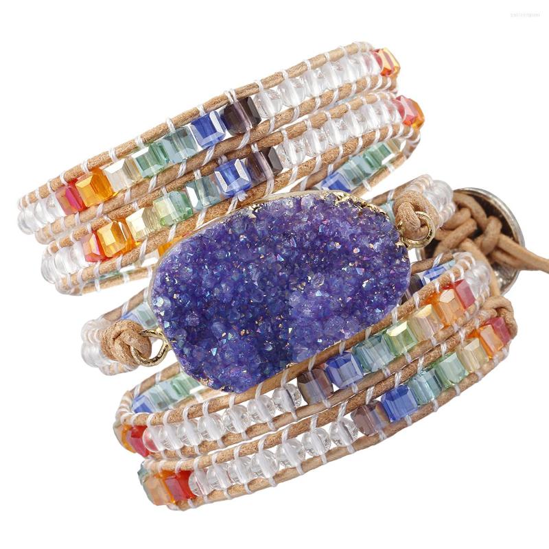 Charm Bracelets Amethyst Braided Bracelet Crystal Stone Beads Handmade Multi Layer Leather Wrap Druzy Quartz
Charm Bracelets Amethyst Braided Bracelet Crystal Stone Beads Handmade Multi Layer Leather Wrap Druzy Quartz
