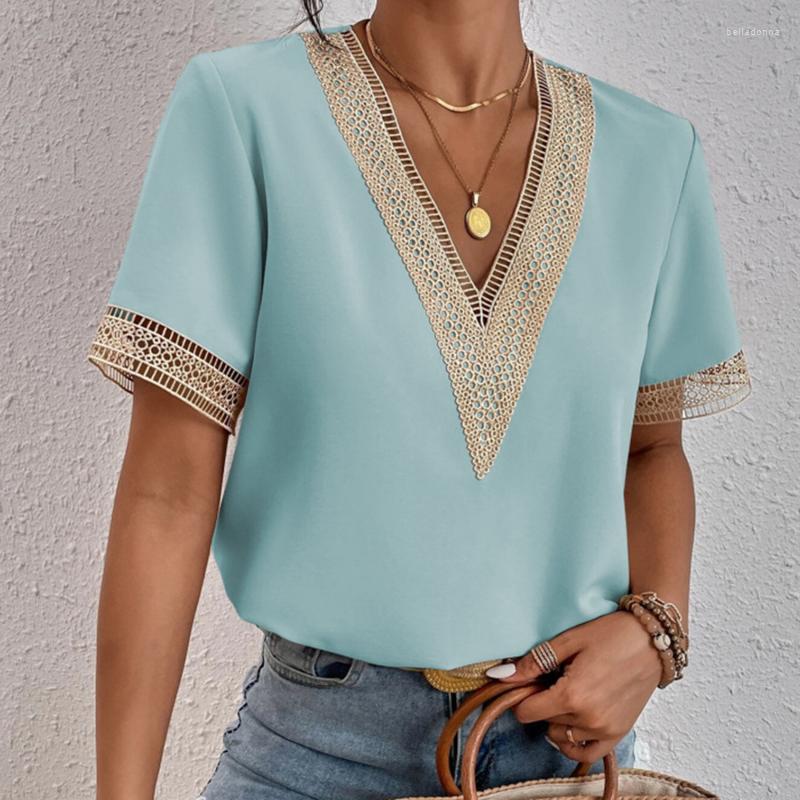 Women' Blouses Women' V-neck Splicing Lace Blouse Elegant Commuter Loose Short Sleeve Shirt Female 2023 Summer British Style Daily, Black
Women' Blouses Women' V-neck Splicing Lace Blouse Elegant Commuter Loose Short Sleeve Shirt Female 2023 Summer British Style Daily, Black