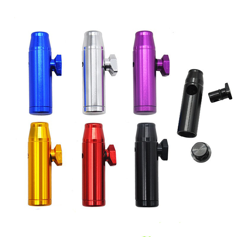 Metal Snuff Dispenser Bullet Rocket Snorer Snuff Snorer Sniffer Portable Aluminum Alloy 1pc 19mmx53mm