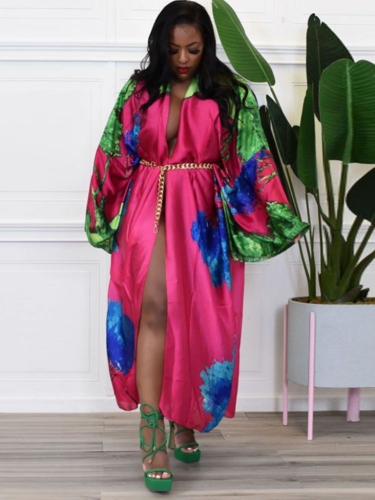 Ethnic Clothing African Dresses For Women Oversized Kaftan Elegant Satin Long Sleeve Cardigan Dress Casual Loose Summer Beach Wear Robe Femme 230510