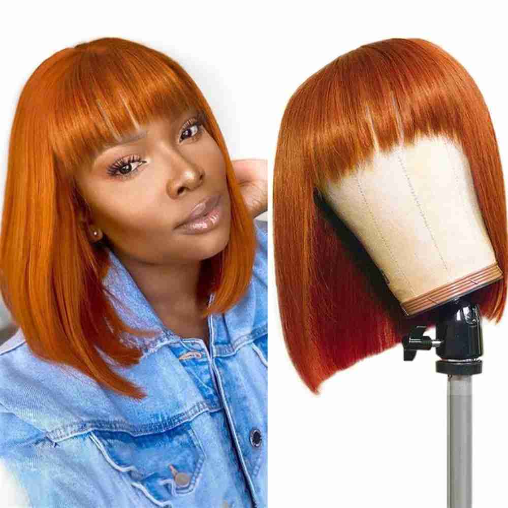 Hair Wigs Straight Bob Human Orange Colored Short Wig with Bangs Full Machine Brazilian Glueless for Women 230510, #1
Hair Wigs Straight Bob Human Orange Colored Short Wig with Bangs Full Machine Brazilian Glueless for Women 230510, #1