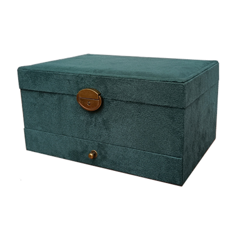 Jewelry Boxes Retro High Quality Velvet Box With Large Capacity Dark Green Color 4 Models 230511