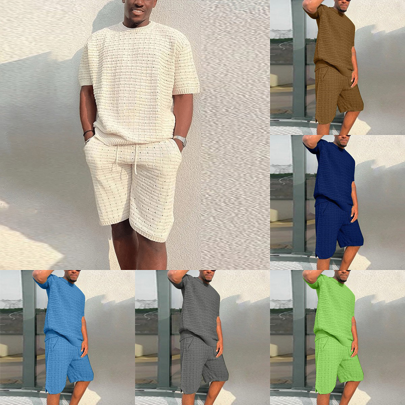 Men's Tracksuits Summer Jogging Tracksuit Men Breathable Short Sleeve Shorts Loose 2 Piece Sets Casual Clothing Mens Solid Color Fashion Set 2305