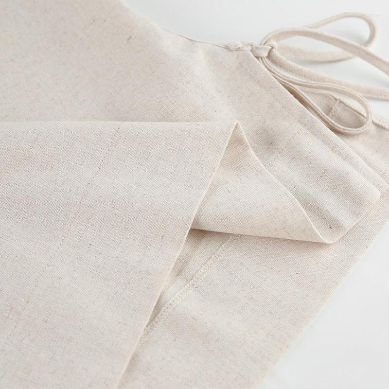 Women's Two Piece Pants Lovship Khaki Cotton Linen Set For Women 2 Trouser Suit Sexy Sleeveless Tops Casual High Waist Wide Leg Vacation