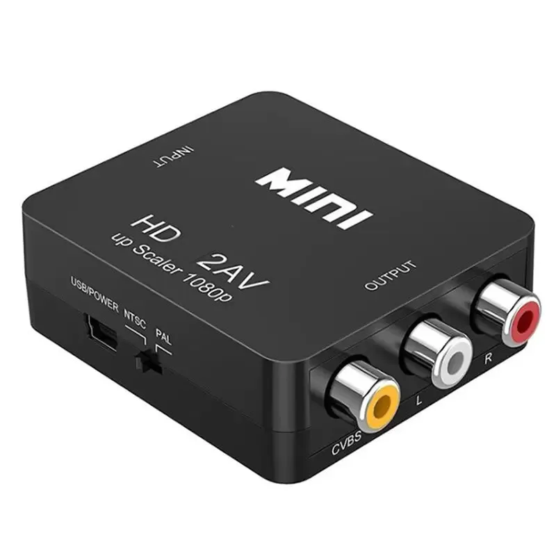 AV2HD 1080P HDTV Video adapter mini AV to HD Converter CVBS L/R RCA TO HDTV For Xbox 360 PS3 PC360 With bags packaging