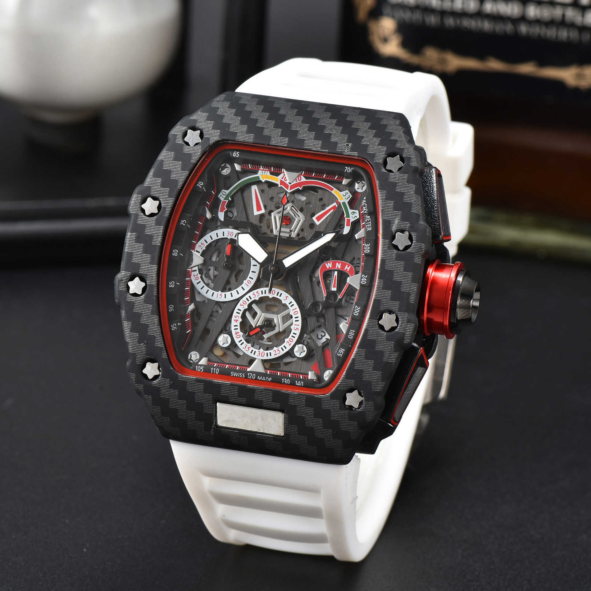Super mechanical chronograph wrist watches Rm50-03 New Hollow Men's Personalized Waterproof Glow Designer Amazing High quality 3p, Black shell leukorrhea
Super mechanical chronograph wrist watches Rm50-03 New Hollow Men's Personalized Waterproof Glow Designer Amazing High quality 3p, Black shell leukorrhea