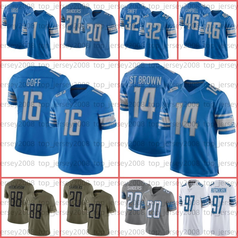 97 Aidan Hutchinson Malcolm Rodriguez Football Jerseys Amon-Ra St. Brown Jameson Williams D'Andre Swift Jared Goff Sanders Jahmyr Gibbs Jack Campbell, Men jersey
97 Aidan Hutchinson Malcolm Rodriguez Football Jerseys Amon-Ra St. Brown Jameson Williams D'Andre Swift Jared Goff Sanders Jahmyr Gibbs Jack Campbell, Men jersey