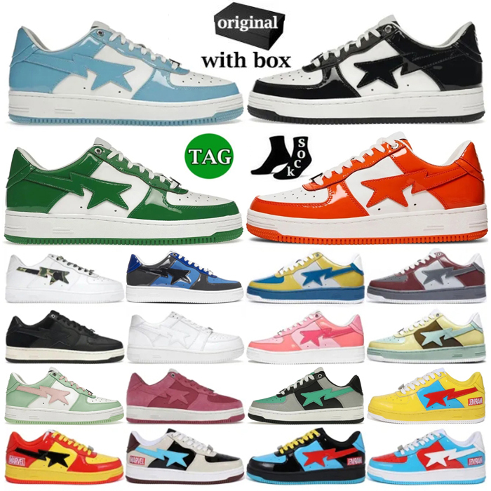 

With Box Bapestas Mens Running Shoes Black White ABC Baby Blue Orange Camo Green Pastel Pink Nostalgic Burgundy Grey Men Women Designer Trainers Sneakers Size 36-45, 20