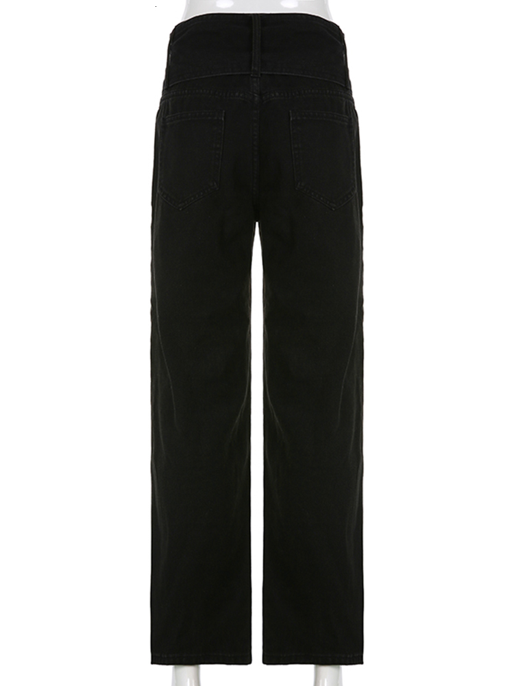 Women's Jeans Weekeep Kasual Grunge Y2k Pakaian Jalanan Sabuk Lebar Celana Kargo Denim Naik Rendah Panjang Wanita Longgar Harajuku Ibu 230510
