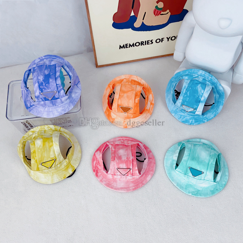 free shipping Pet Cap Metal Inverted Triangle Iron Plate Round Fashion Canvas Princess Hat Baseball Adjustable Chin Strap Sun Protection Visor for Sma