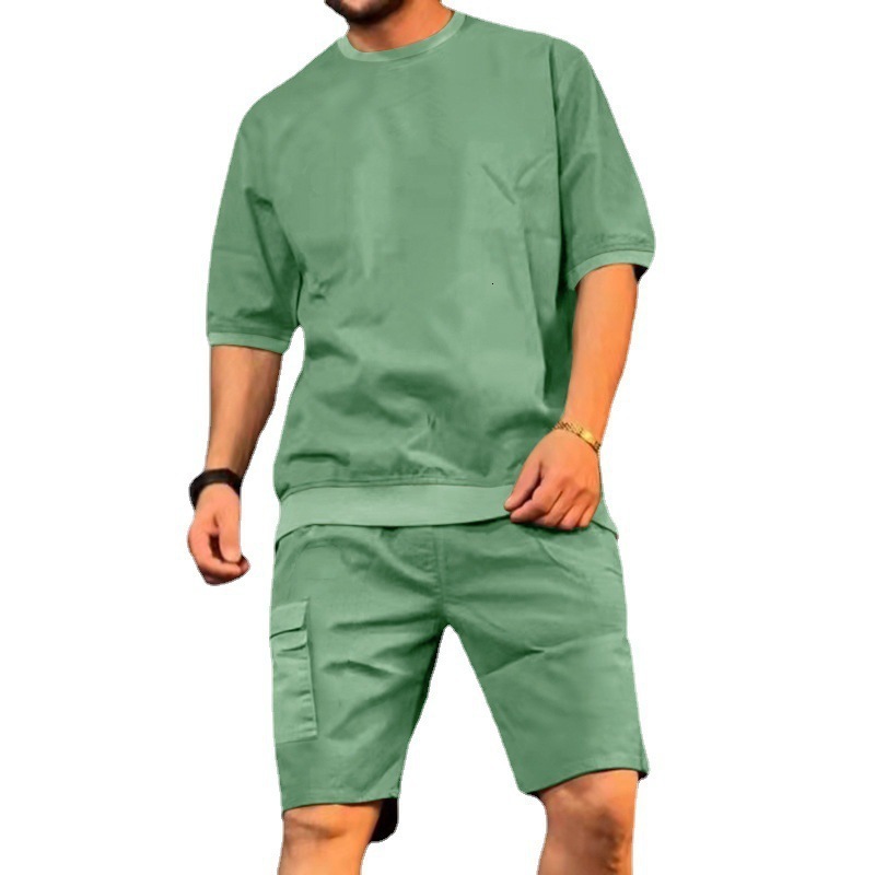 Men's Tracksuits Men's Set Summer Fashion Trend Short Sleeve T Shirt Sets Shorts Men Round Collar Casual Tracksuit Sportswear Husband Set 23