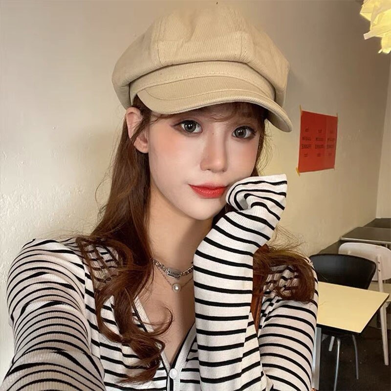 Berets Womens Street Style British Style Beret Womens Sunscreen Art Retro Painter Travel Octagonal Hat 230511