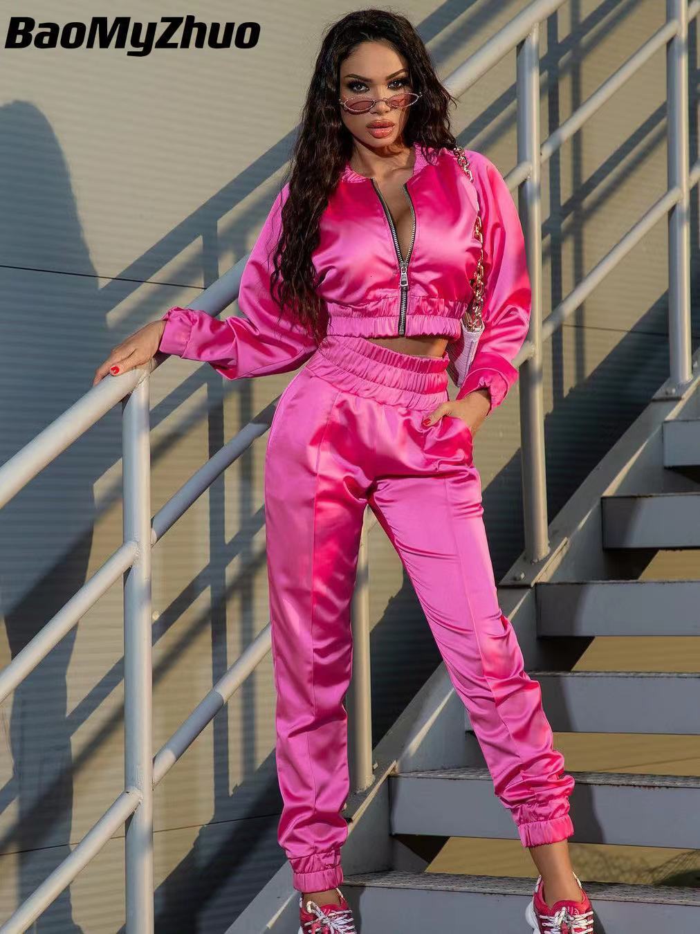 Women's Two Piece Pants Autumn Two Piece Sets Women Tracksuit Oversized Suit Jacket Trouser Suits Female Sweatshirt Solid Sports Pants Sportswear