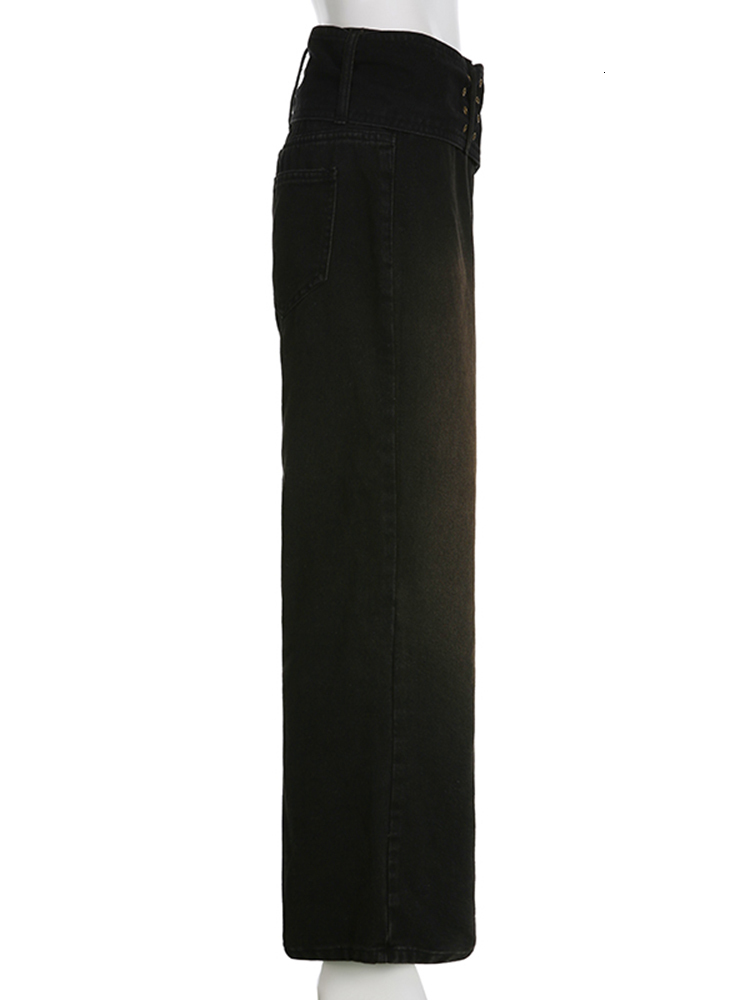 Women's Jeans Weekeep Kasual Grunge Y2k Pakaian Jalanan Sabuk Lebar Celana Kargo Denim Naik Rendah Panjang Wanita Longgar Harajuku Ibu 230510