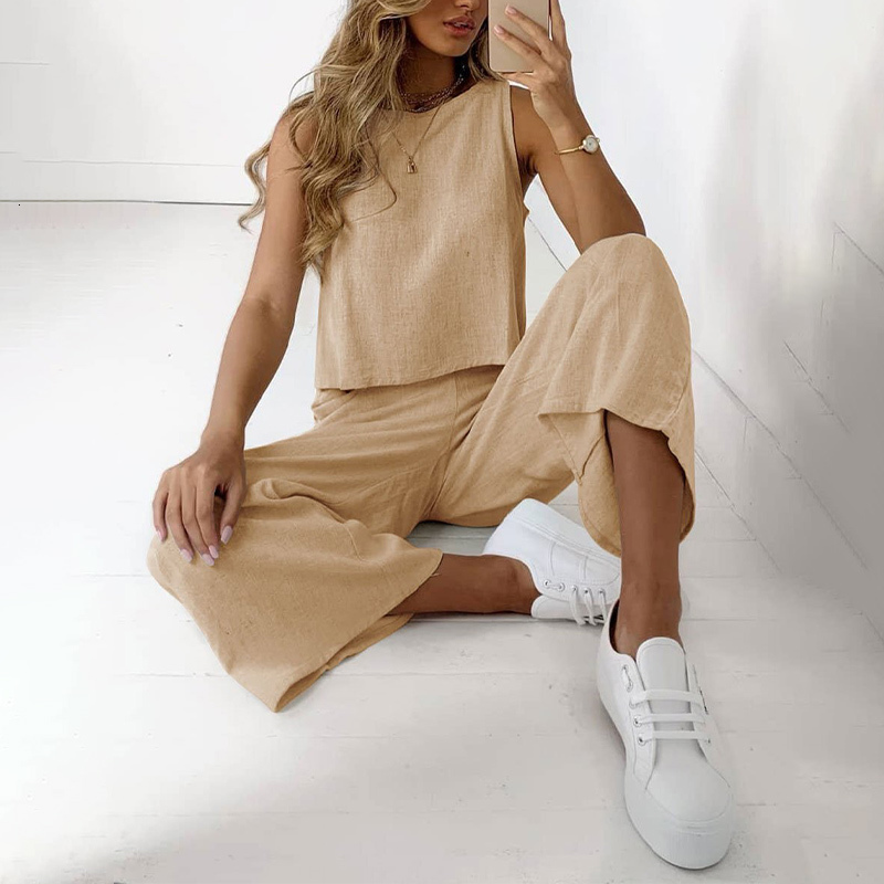 Women's Two Piece Pants 2 Piece Outfits for Women Solid Outfit Casual Trousers Suit Ropa De Mujer Streetwear Conjunto Femenino Summer Joggers Set
