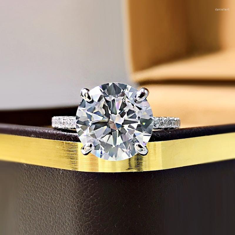 Cluster Rings Created Lab Moisanite Diamond Ring Four Women Jewelry Gift 925 Sterling Silver Shiny Better Than Engagement