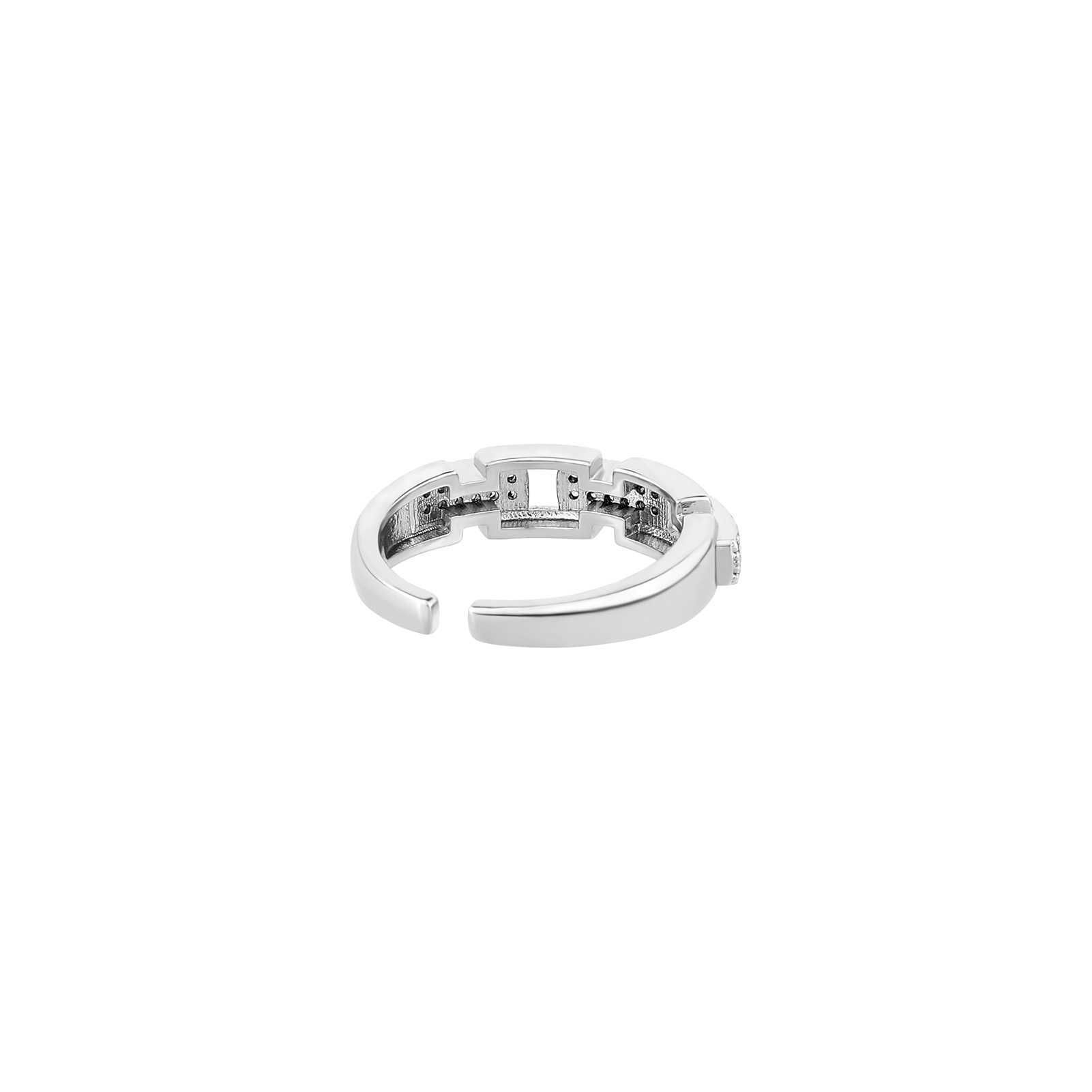 Hip Hop Shiny Cubic Zirconia Band Rings For Men And Women Open Cuff Adjustable Hollow Chain Finger Ring National Fashion 14k Cold Plate Personalized O