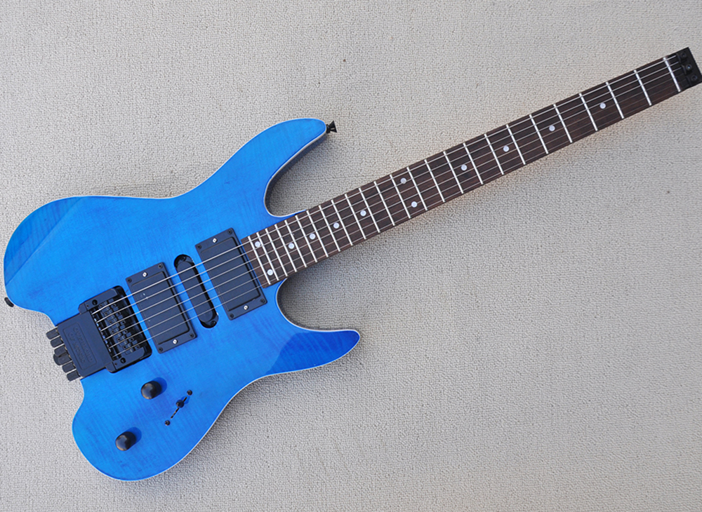 Blue headless electric guitar with rosewood fretboard 24 frets can be customized as request
Blue headless electric guitar with rosewood fretboard 24 frets can be customized as request