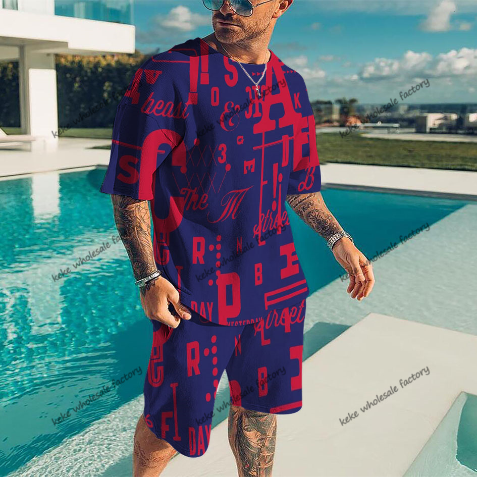 Men's Tracksuits Summer Trend Men Sets Color 3D Printed Tracksuits Clothes Men's Sportswear Casual Shorts Tshirts Set Sport Suites Male Over