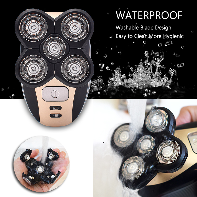 Electric Shavers 4PCS Replacement Shaver Head Electric Shaver 5D Independently 5 Cutter Floating Head Waterproof Stainless Steel Razor Blade 230511