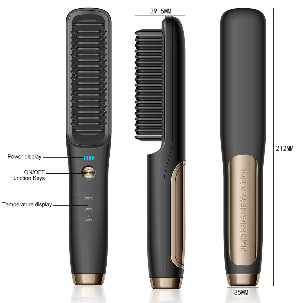 Hair Brushes Wireless Hair Straightener Brush Portable Rechargeable Cordless Beard and Hair Straightening Comb For Women Men Anti-Scald 230510