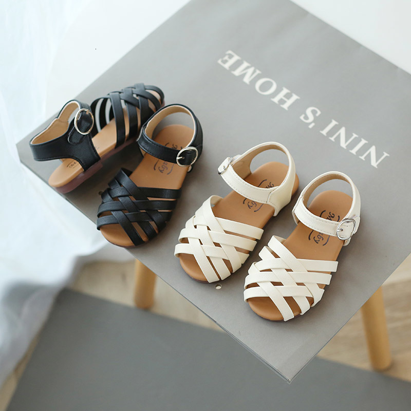 Slipper Sandal Balita Perempuan Peep Toe Lintas Band Berongga Harian Polos Anak anak Musim Panas Sepatu 21 30 Tiga Warna Cahaya Anak Slider 230510