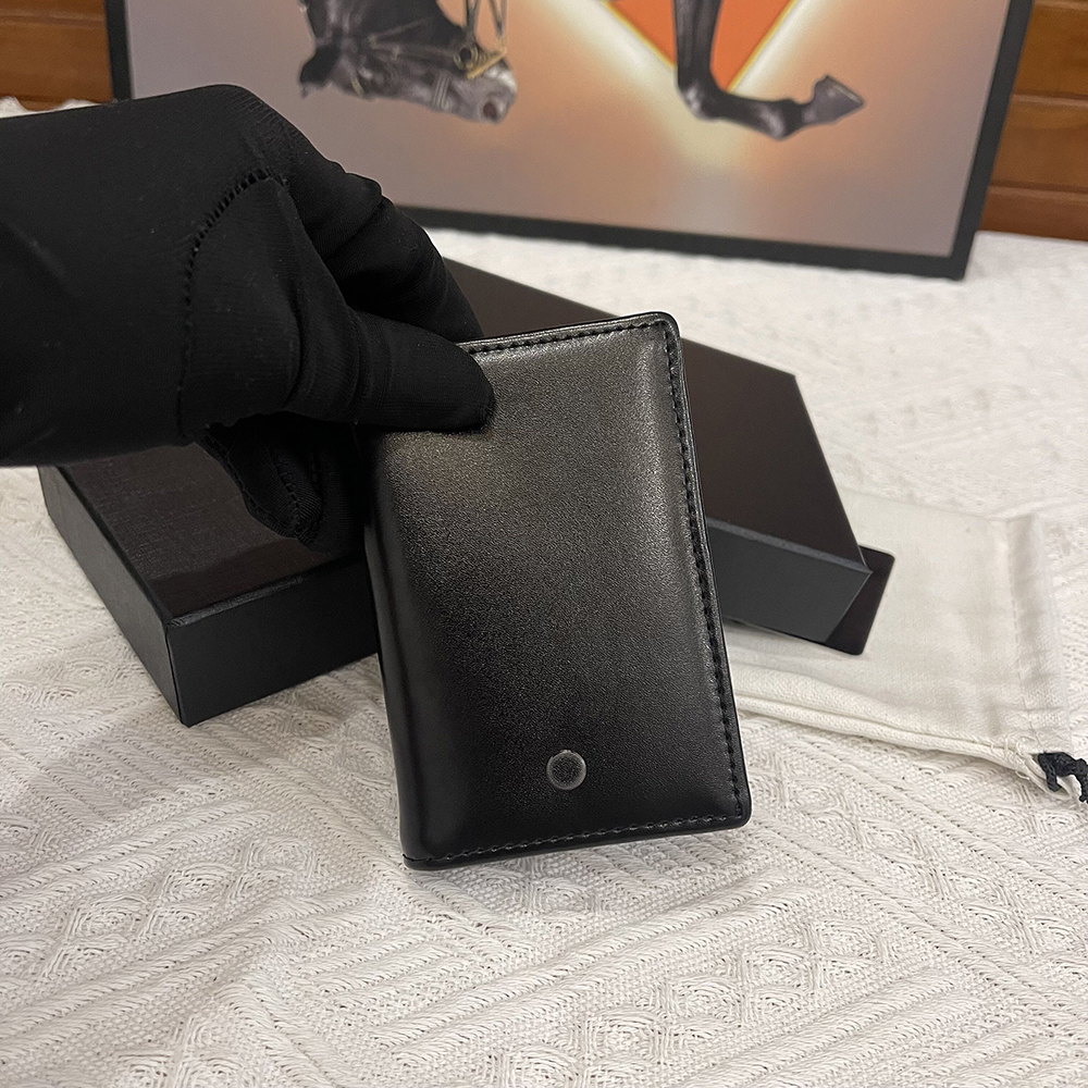 Leather Business Card Case Dollar Wallet Fashion Bag Genuine Leather purse Thin Men Coin Storage Bag Original Box