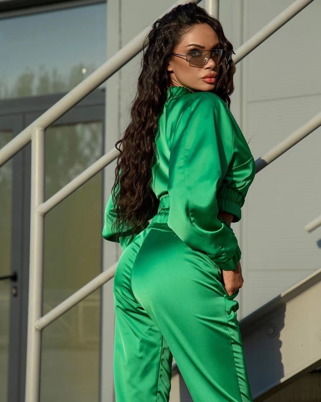 Women's Two Piece Pants Autumn Two Piece Sets Women Tracksuit Oversized Suit Jacket Trouser Suits Female Sweatshirt Solid Sports Pants Sportswear