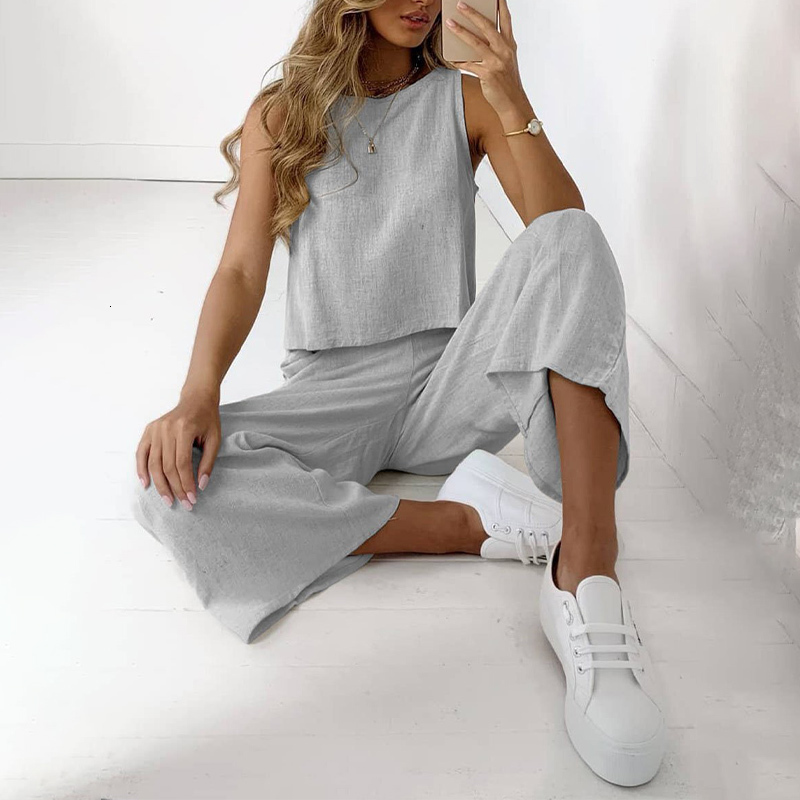 Women's Two Piece Pants 2 Piece Outfits for Women Solid Outfit Casual Trousers Suit Ropa De Mujer Streetwear Conjunto Femenino Summer Joggers Set