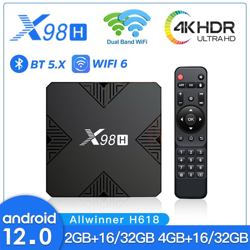 

X98H Allwinner H618 Quad Core Set Top Box Smart TV Android 2G 16G 4G 32G Android 12 Support WIFI BT