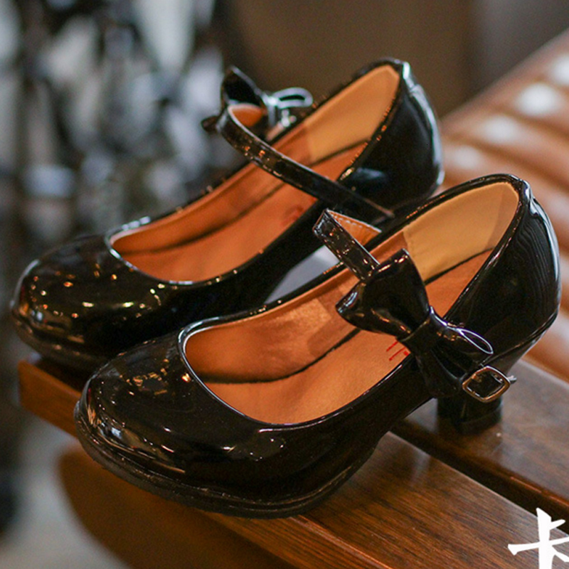 Slipper Sepatu Kulit Anak Perempuan Sandal Bowtie Musim Gugur anak Baru Manis Putri Hak Tinggi untuk 230510