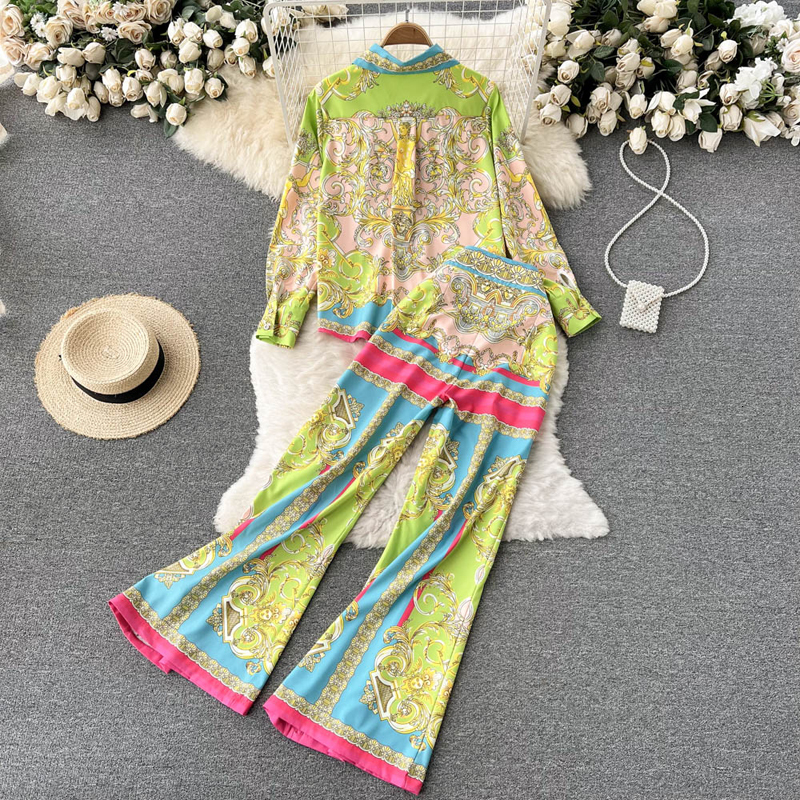 Women's Two Piece Pants Female Trousers Sets Women Fashion Suits Blouse Shirt Wide Leg High Waist Pants 2 Pieces Sets Women Loose Clothing 230511