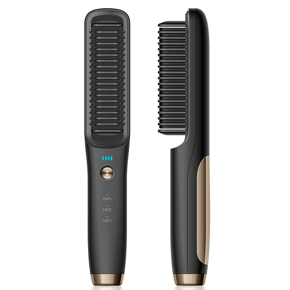 Hair Brushes Wireless Hair Straightener Brush Portable Rechargeable Cordless Beard and Hair Straightening Comb For Women Men Anti-Scald 230510