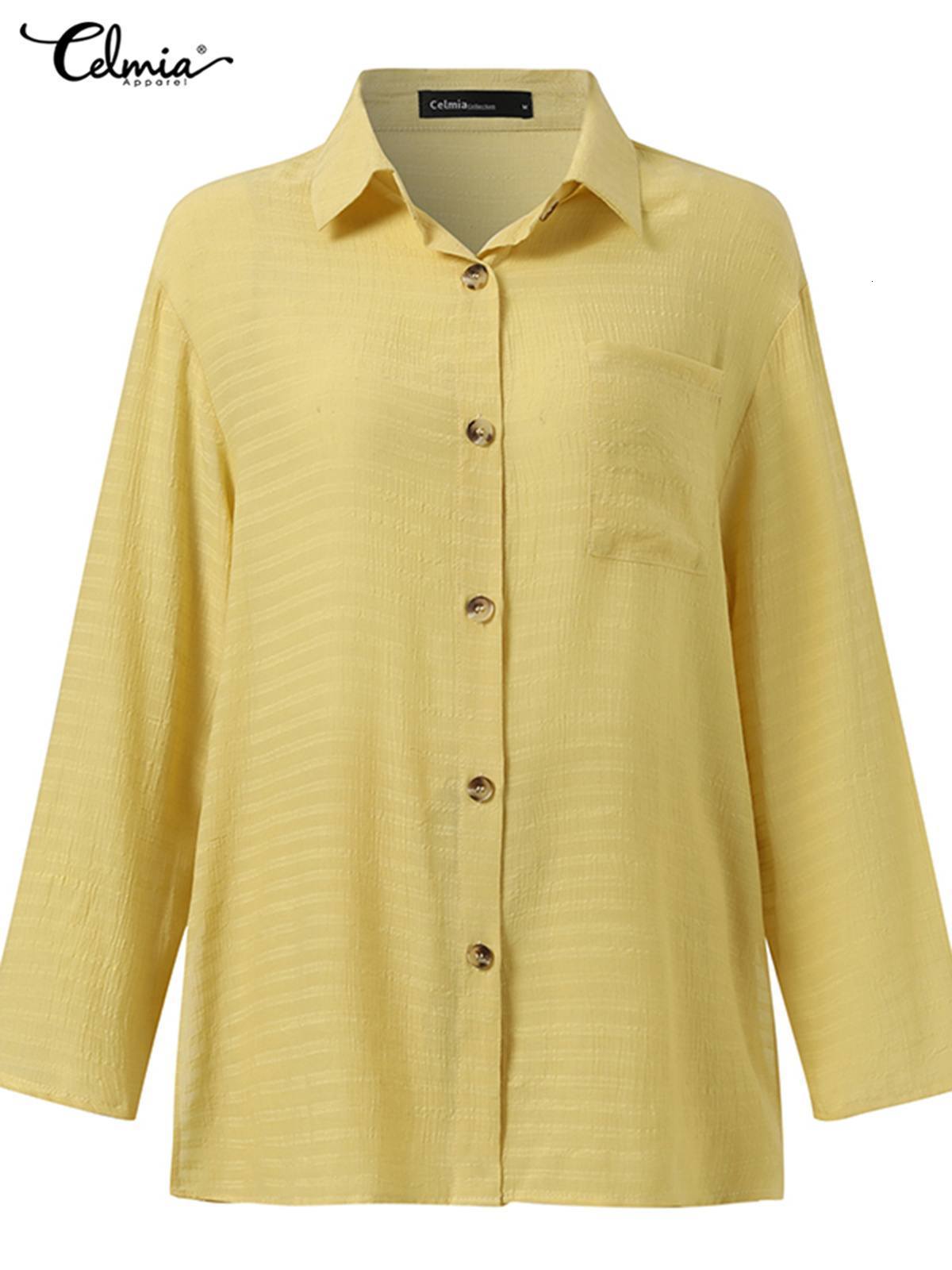 Women's Two Piece Pants Sets Women 2 PCS Celmia Fashion Solid Lapel Collar Long Sleeves Shirt and Wide Leg Long Pant Suit Casual Loose Pocket Sli