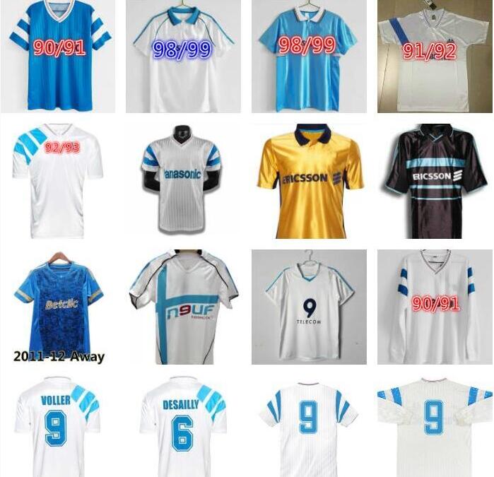 1998 1999 2000 2003 2004 Marseilles retro soccer jersey 90 91 92 05 06 Pires RIBERY BARTHEZ Ravanelli NASRI Gallas Drogba Olympique de classic vintage football shirt