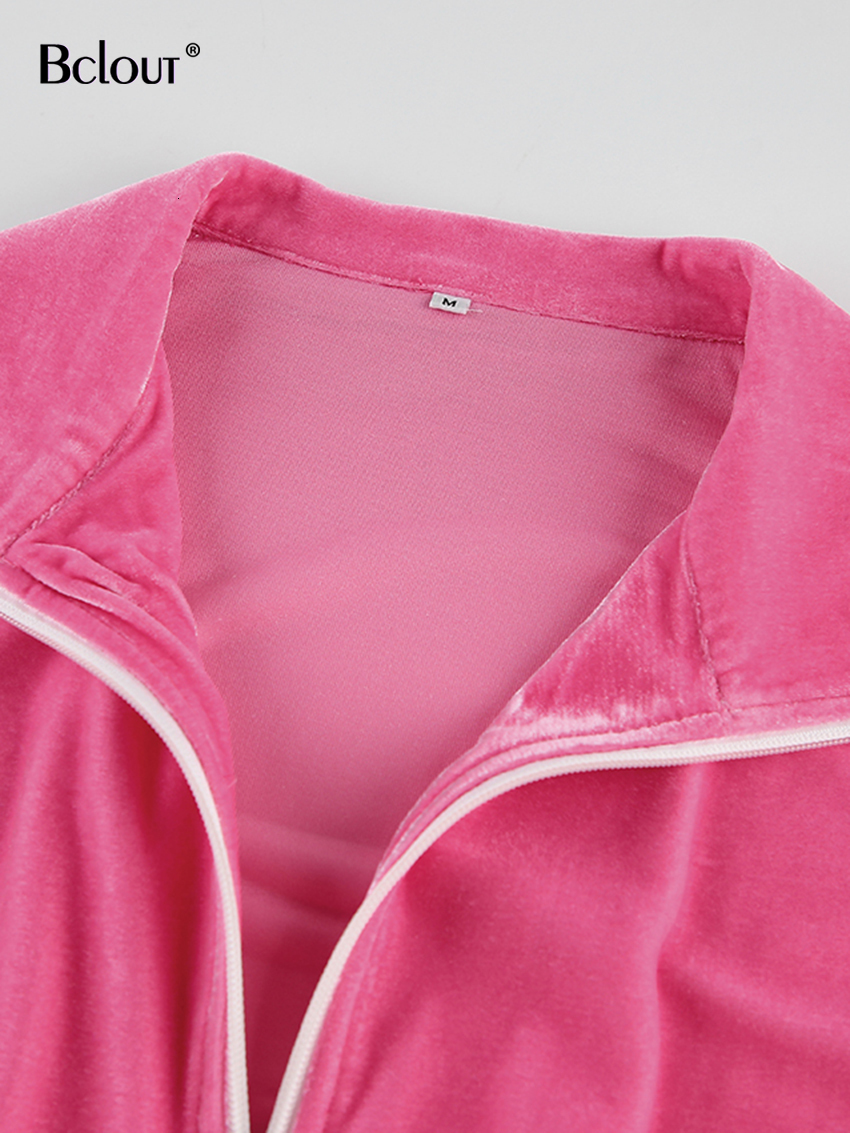 Women's Two Piece Pants Bclout Spring Pink Velvet Pants Sets Womens 2 Pieces Fashion Long Sleeve Loose Sweatshirts Sports Wide Leg Trousers Suits